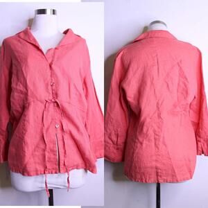 Willi Smith Coral Linen Blouse - Medium